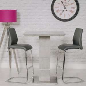 Delta Marble Effect Bar Table With 2 Grey Seattle Stools - UK