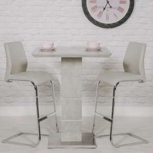 Delta Marble Effect Bar Table With 2 Taupe Seattle Stools - UK