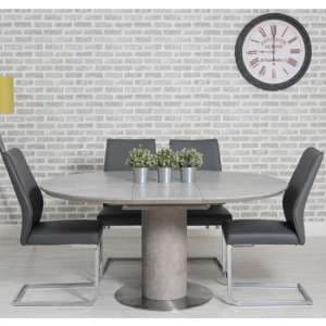 Delta Round Extending Dining Set With 4 Grey Seattle Chairs - UK