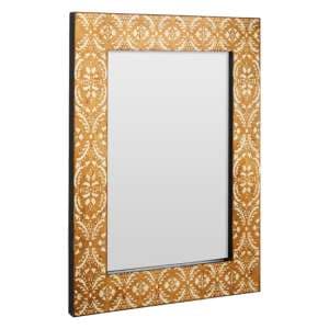 Demast Printed Damask Pattern Wall Mirror In Gold Wooden Frame - UK