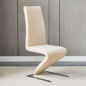 Demi Z Faux Leather Dining Chair In Taupe With Chrome Feet - UK