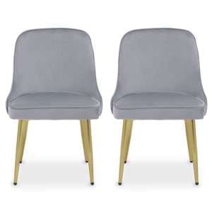 Demine Grey Velvet Dining Chairs In A Pair - UK