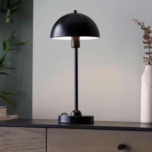 Denver Gloss White Inner Shade Table Lamp In Matt Black - UK