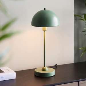 Denver Gloss White Inner Shade Table Lamp In Matt Myrtle Green - UK