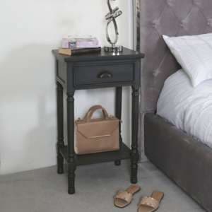 Denver Pine Wood Bedside Cabinet With 1 Drawer In Grey - UK