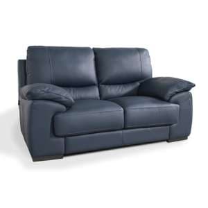 Derby Leather Fixed 2 Seater Sofa In Navy - UK