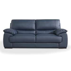 Derby Leather Fixed 3 Seater Sofa In Navy - UK