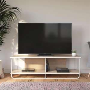 Derby Wooden TV Stand With 2 Shelves In Natural - UK