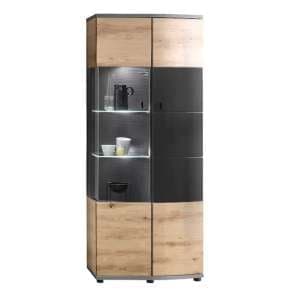 Derry Display Cabinet 2 Doors 8 Shelves In Artisan Oak With LED - UK