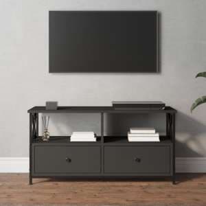 Derval Wooden TV Stand With 2 Drawers In Black - UK