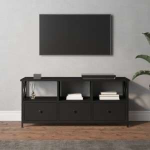 Derval Wooden TV Stand With 3 Drawers In Black - UK