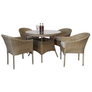 Derya Glass Top 100cm Dining Table With 4 Stacking Chairs - UK