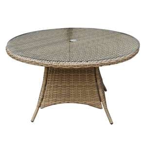 Derya Glass Top 100cm Wicker Dining Table In Natural