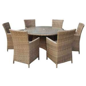 Derya Glass Top 135cm Dining Table With 6 High Back Chairs - UK
