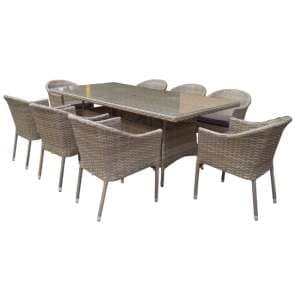 Derya Glass Top 200cm Dining Table With 8 Stacking Chairs - UK