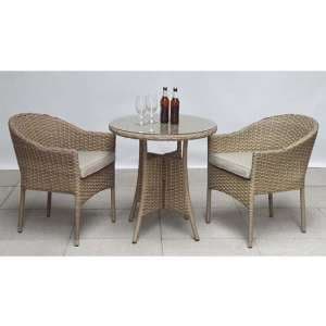 Derya Glass Top 70cm Bistro Table With 2 Stacking Chairs - UK