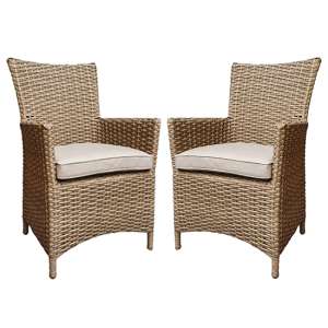 Derya Natural Wicker High Back Dining Chairs In Pair