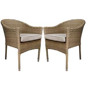 Derya Natural Wicker Stacking Dining Chairs In Pair