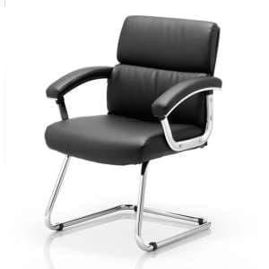 Desire Leather Cantilever Office Visitor Chair In Black - UK