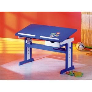 Paco Childrens Computer Desk In Blue Wood