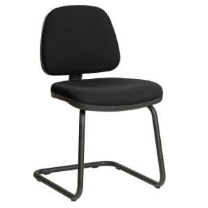 Dessau Visitor Chair In Black Fabric With Steel Frame