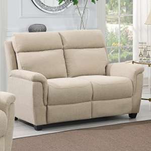 Dessel Fabric Electric Recliner 2 Seater Sofa In Natural
