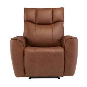 Dessel Faux Leather Electric Recliner Armchair In Tan - UK
