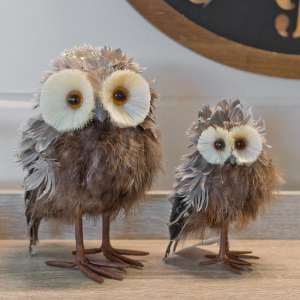 Destin Polystyrene Owl Sculpture In Brown - UK