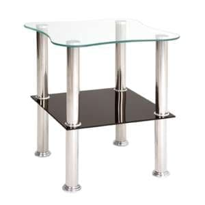 Destin Square Glass Side Table In Black With Chrome Base