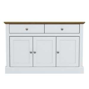 Devan Wooden Sideboard With 3 Doors And 2 Drawers In White