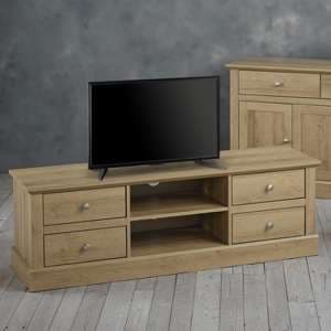 Devan Wooden TV Stand With 4 Drawers In Oak