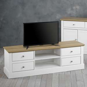 Devan Wooden TV Stand With 4 Drawers In White