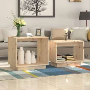 Devery Pine Wood Nest Of 2 Coffee Tables In Natural