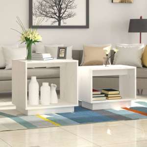 Devery Pine Wood Nest Of 2 Coffee Tables In White