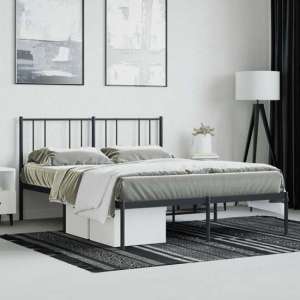 Devlin Metal Small Double Bed With Headboard In Black - UK
