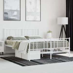 Devlin Metal Small Double Bed In White - UK