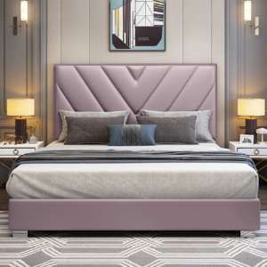 Dewitt Plush Velvet Small Double Bed In Pink