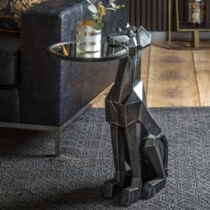 Dexmen Glass Top Dog Side Table In Black