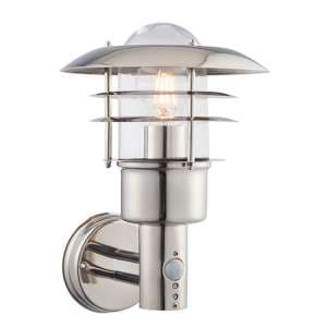 Dexter PIR Clear Glass Wall Light In Polished Stainless Steel - UK