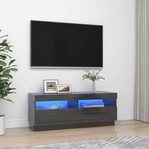 Dezso High Gloss TV Stand In Grey With LED Lights