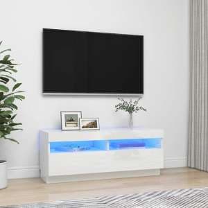 Dezso High Gloss TV Stand In White With LED Lights