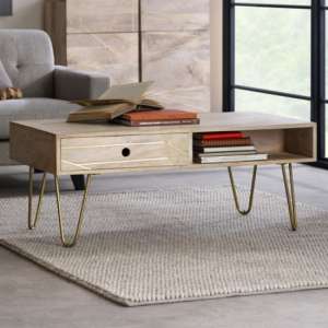 Dhort Rectangular Wooden Coffee Table In Natural