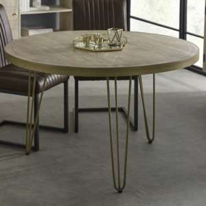 Dhort Round Wooden Dining Table In Natural - UK
