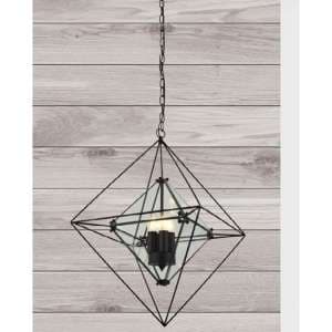 Diamond 3 Pendant Light In Black With Clear Glass - UK