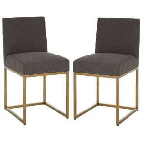 Chalawan Brass Base Dining Chair With Grey Top in Pair   - UK