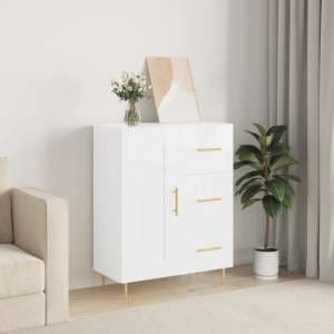 Didim High Gloss Sideboard With 1 Door 3 Drawers In White - UK