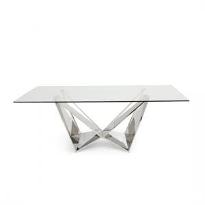 Feering Glass Dining Table In Clear With Stainless Steel Base