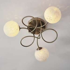 Dieppe 3 Lights Semi Flush Ceiling Light In Antique Brass - UK