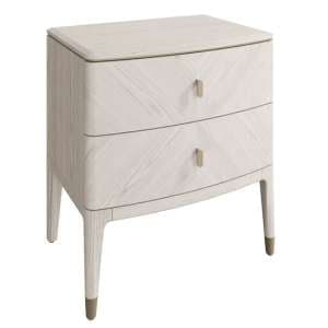 Dileta Wooden Bedside Cabinet With 2 Drawers In White - UK