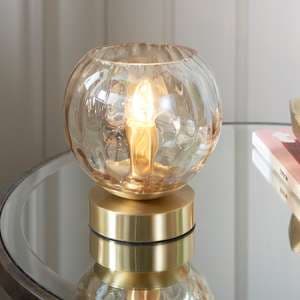 Dimple Champagne Glass Shade Table Lamp In Brushed Brass - UK